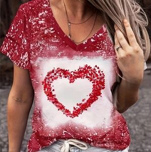 4.99 Ship** VALENTINE'S V-neck Cute Tee with Heart XXL (14) New in Pkg